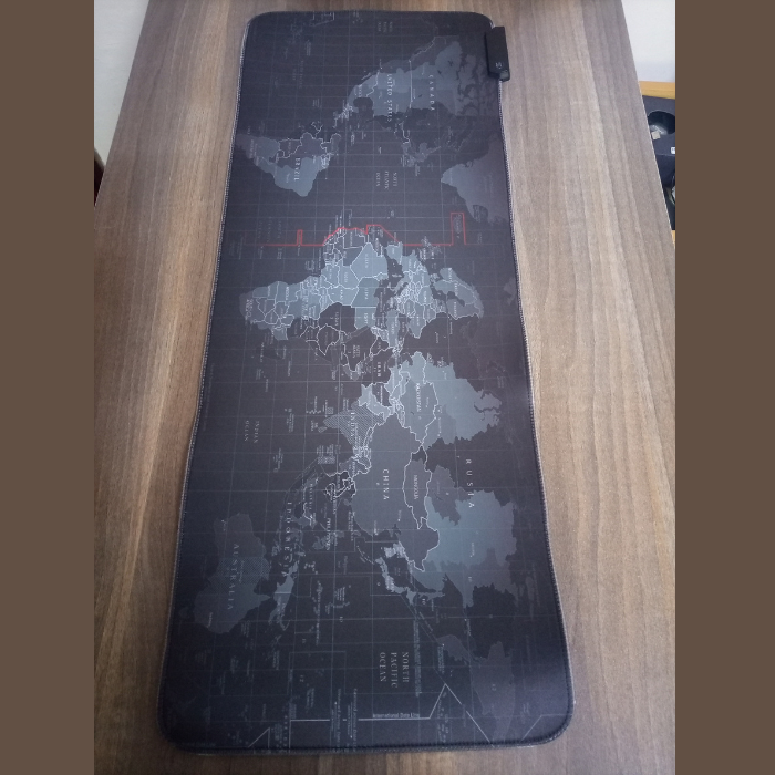 Extra Large RGB Mouse Pad | World Map Design | 800×300mm XXL Gaming Desk Mat | Non-Slip Waterproof Surface | 11-Color LED Lighting