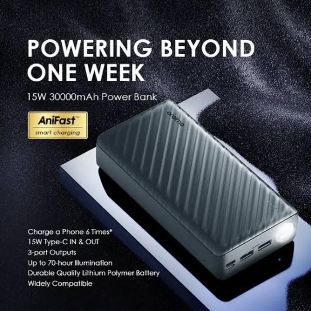 Oraimo OPB-1301 PowerBox 300 Lit 15W Portable Powerbank with 3 Outputs & LED Torch-30,000mAh