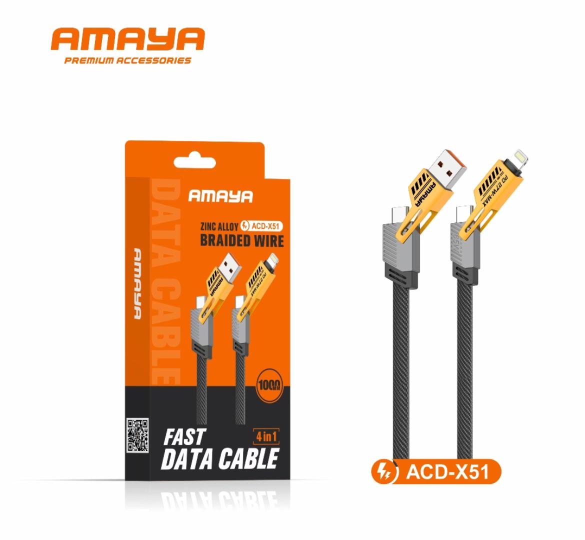 Amaya ACW-U54S USB Type C 20W Foldable Fast Charging Power Adapter + Free 4 in 1 Free Data Cable
