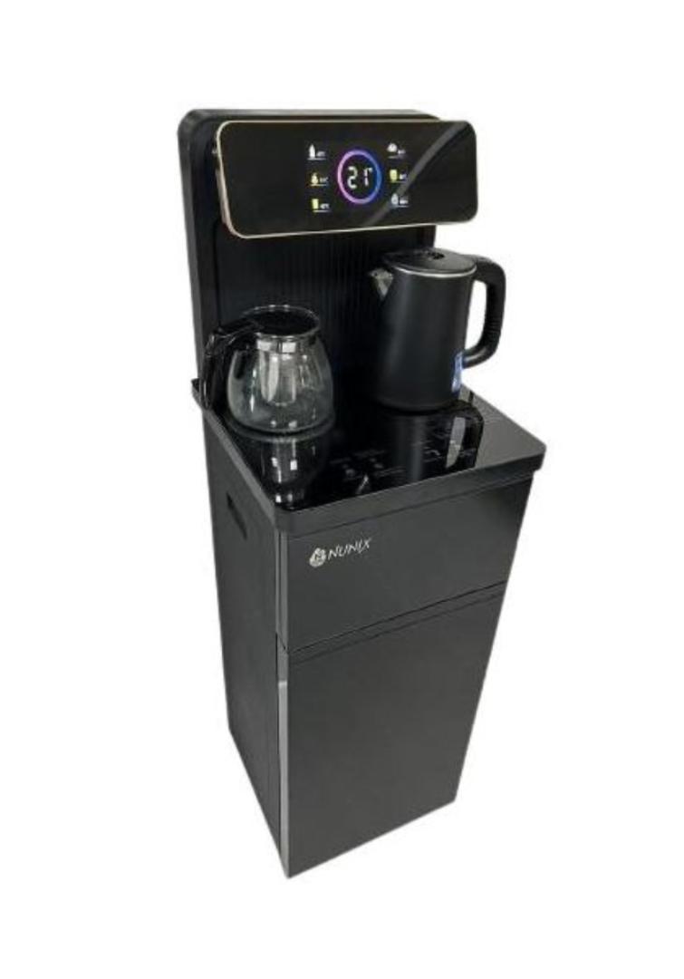 Nunix A3C Hot & Cold Bottom-Load Free Standing Water Dispenser with "Hello Nina "AI & Remote Control - Black + Free Fridge Guard + 4 Way Extension