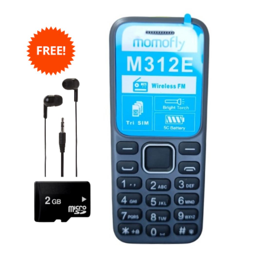 Momofly M312E 1.77" Triple Sim Wireless FM Bluetooth Torch Light 32MB+32MB Memory 5C Battery + Free Earphones + 2GB Memory Card
