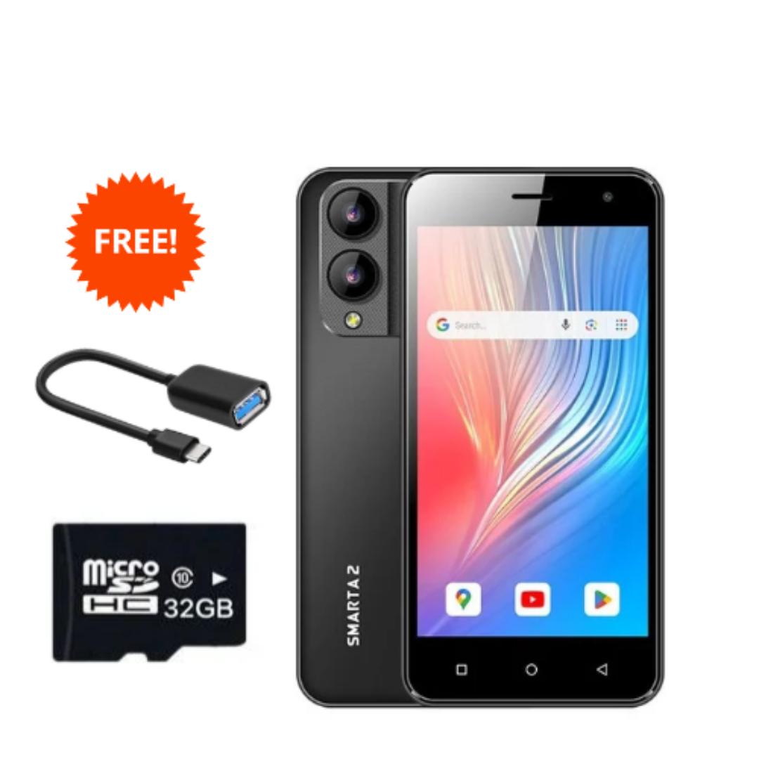 NEON Smarta 2 5" 32GB+2GB RAM 8MP Dual Sim-Black + Free 32GB Memory Card + OTG Cable