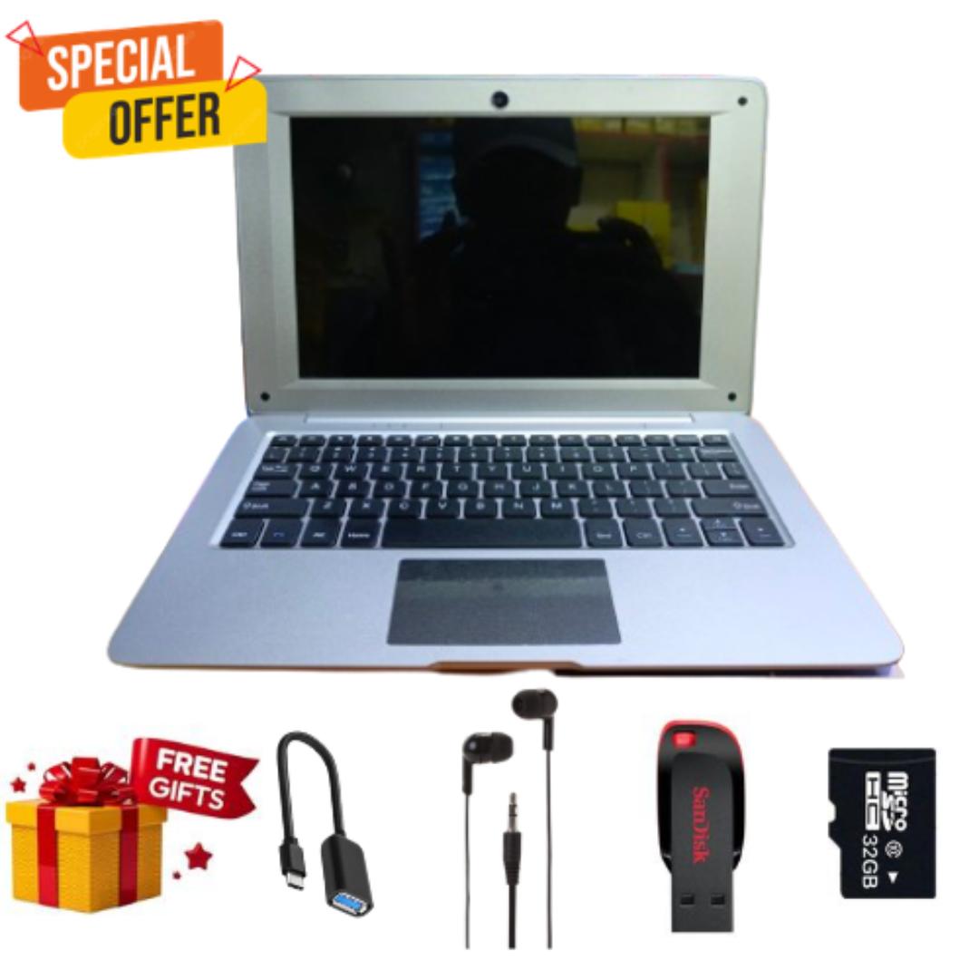 SQ HeroBook 10.1" Display 64GB+3GB RAM Quad Core 1.8GHz Processor 2 x USB Ports 2MP Android 11 4000mAh -Silver + Free Gifts (1 Year WRTY)