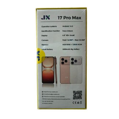 Jx 17 Pro Max 6.8" Display 128GB+8GB RAM 32MP Rear 16MP Front Camera Dual Sim Type C Android 14 5000mAh + Free Gifts