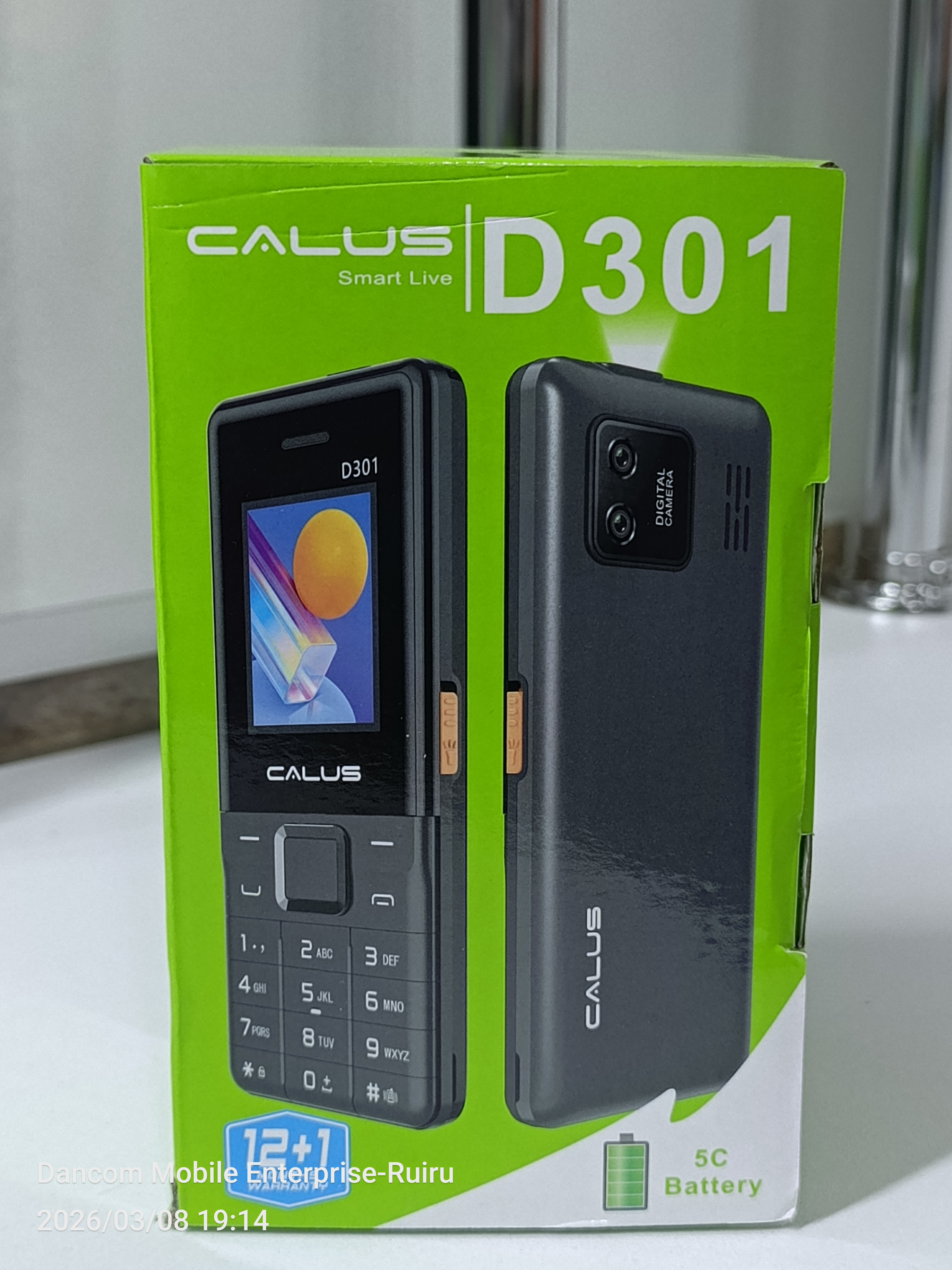 Calus D301 1.77" Dual Sim FM Radio Bluetooth Torch Camera 5C Battery-Black + Free Phone Cover