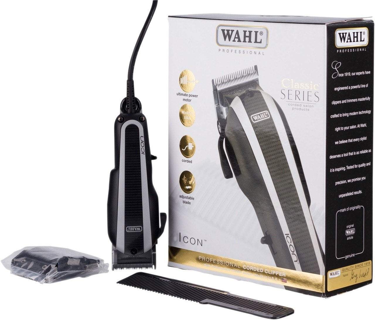 Wahl Icon Professional Hair Clipper – Heavy-Duty V9000 Motor, Precision Blades, Original Classic Series