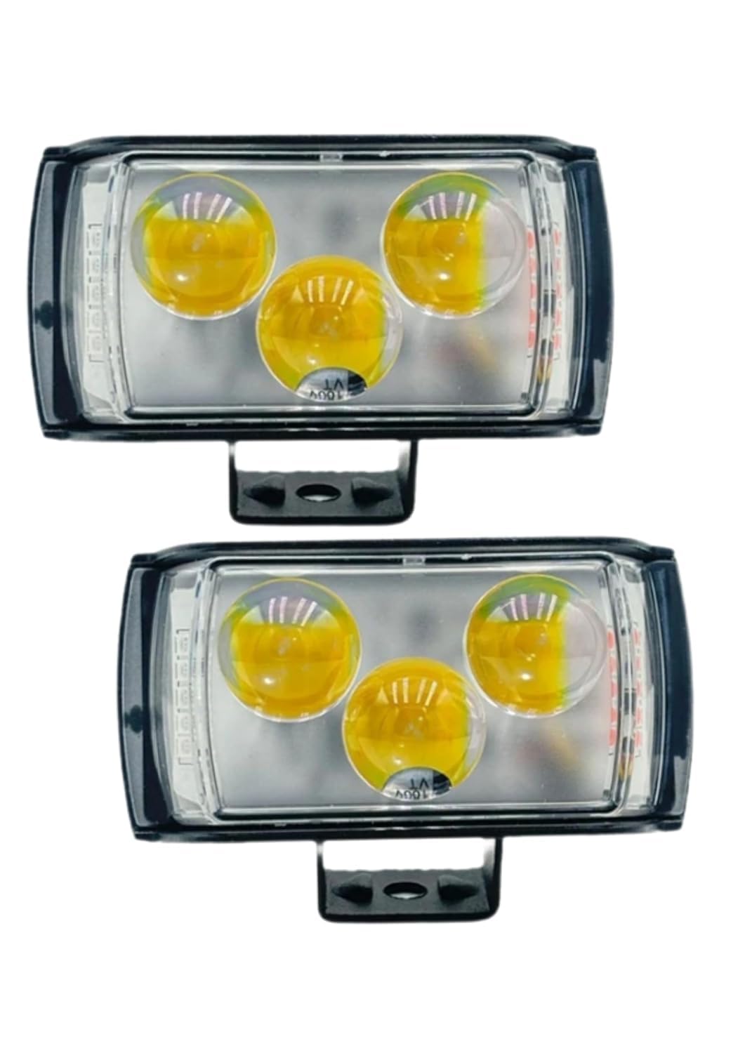 Car Motorcycle LED Light Bar Fog Lights 3-Bulb Design Waterproof Best Bike Night Riding Yellow White Red Blue Strobe Light  Flasher 7 Modes Hi Low (Pack of 2)