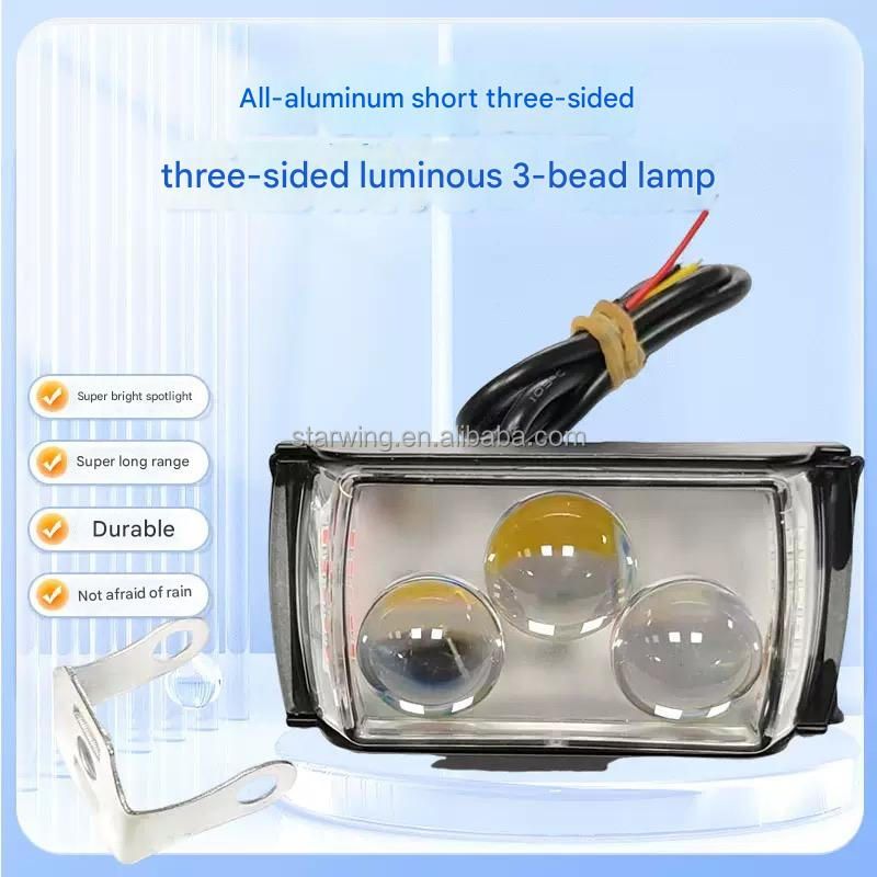 Car Motorcycle LED Light Bar Fog Lights 3-Bulb Design Waterproof Best Bike Night Riding Yellow White Red Blue Strobe Light  Flasher 7 Modes Hi Low (Pack of 2)