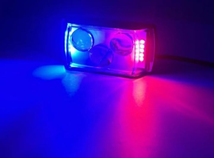 Car Motorcycle LED Light Bar Fog Lights 3-Bulb Design Waterproof Best Bike Night Riding Yellow White Red Blue Strobe Light  Flasher 7 Modes Hi Low (Pack of 2)