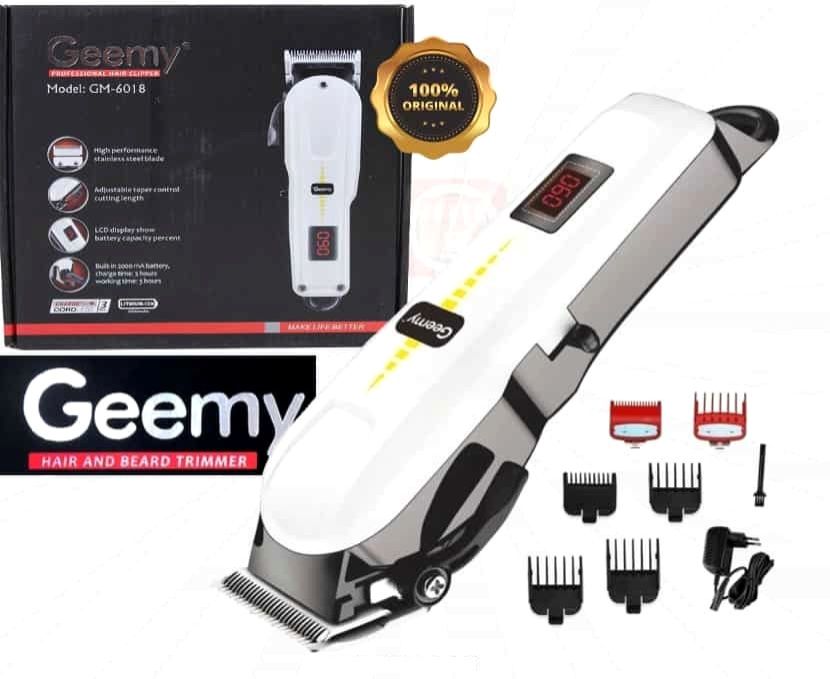 Geemy Professional Cordless Rechargeable Hair Trimmer Clipper Shaving Machine Kinyozi With Battery LCD Display