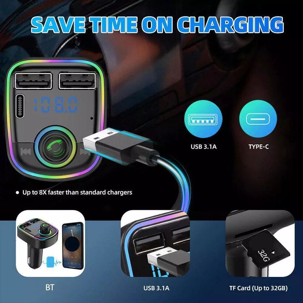 Handsfree Bluetooth FM Transmitter Modulator Car Kit Radio MP3 Player with Charging Ports
