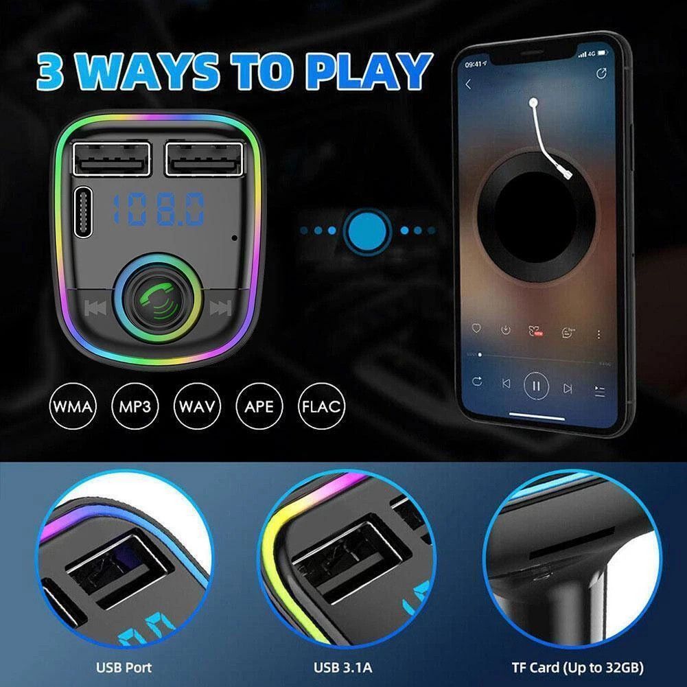 Handsfree Bluetooth FM Transmitter Modulator Car Kit Radio MP3 Player with Charging Ports
