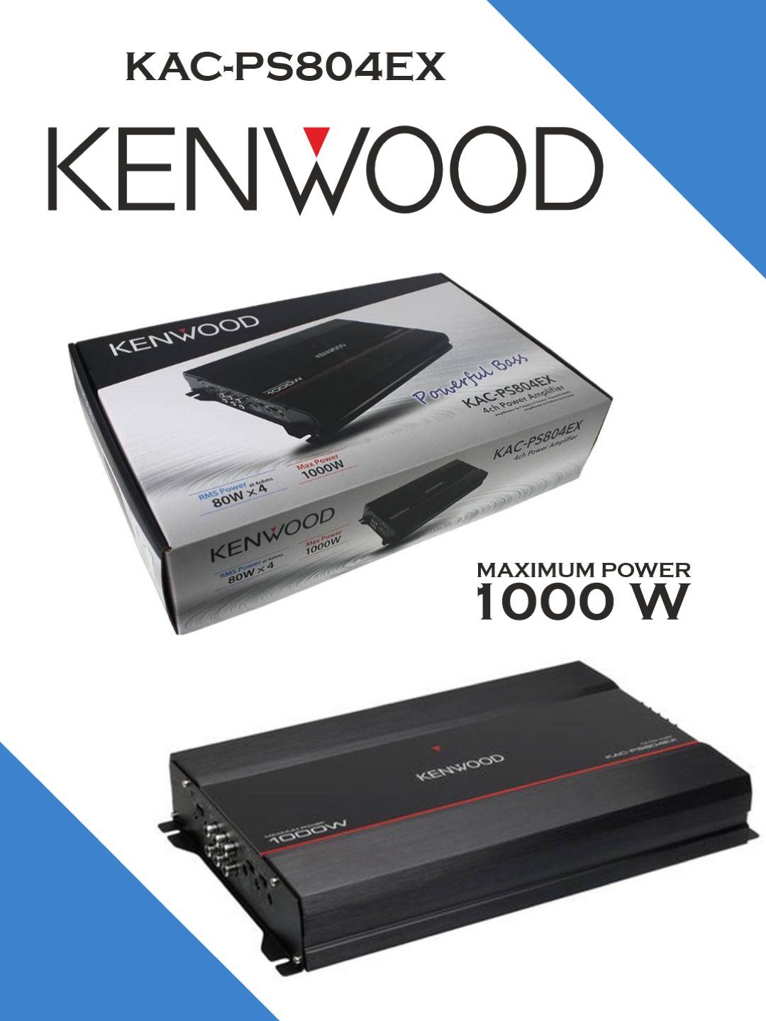 Kenwood KAC-PS804EX 1000W 4 Channel Class AB Power Amplifier Booster