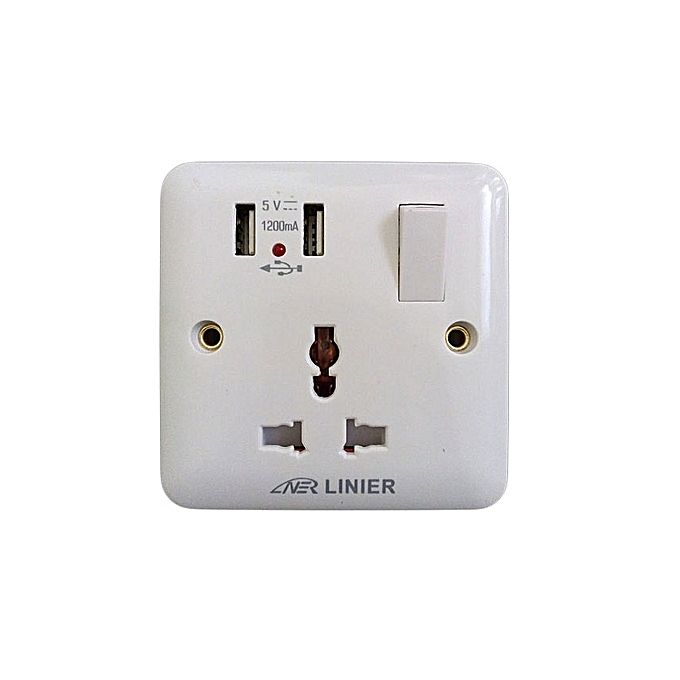 Linier Universal Electrical USB Socket with 2 USB Ports