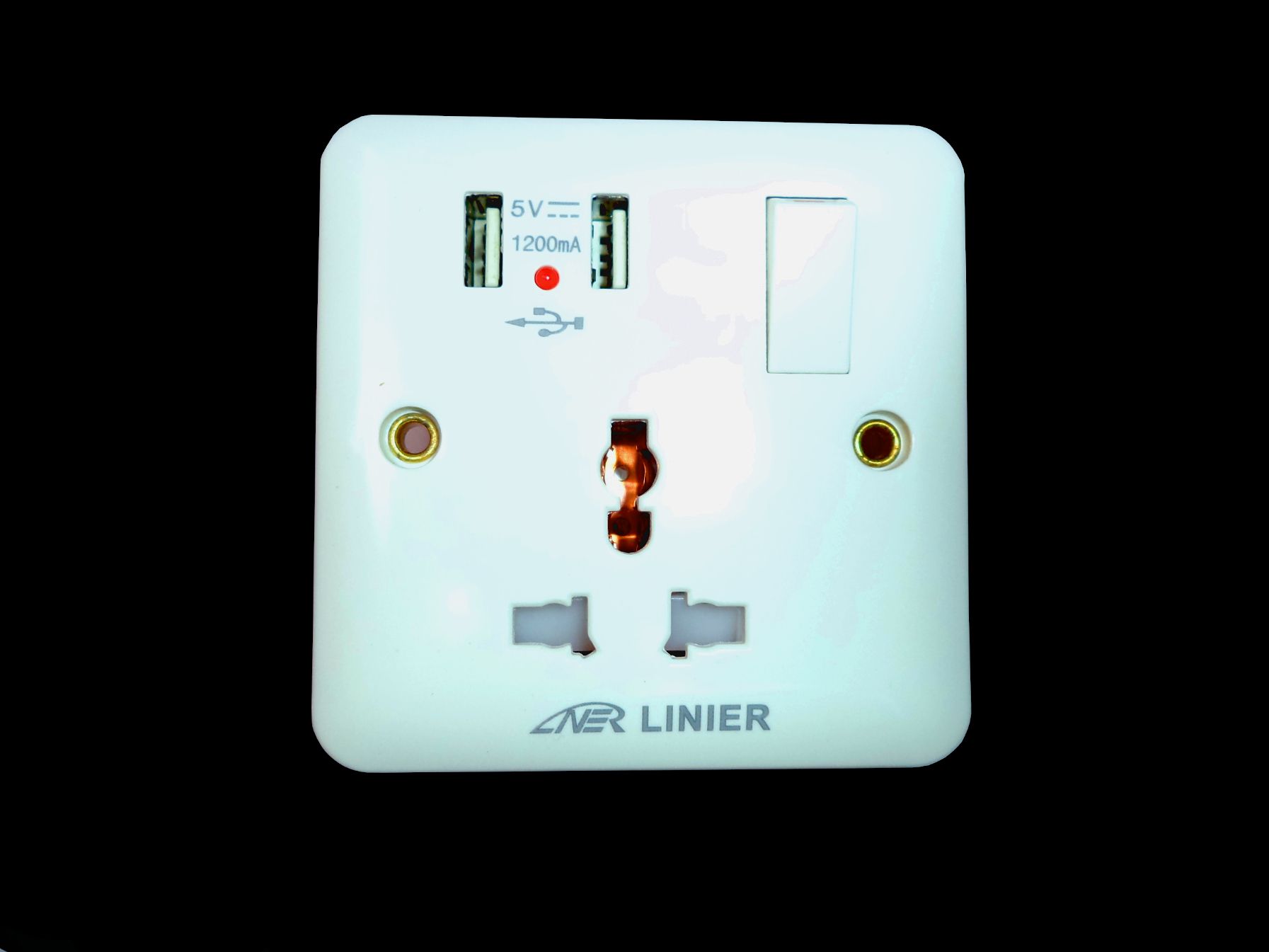 Linier Universal Electrical USB Socket with 2 USB Ports
