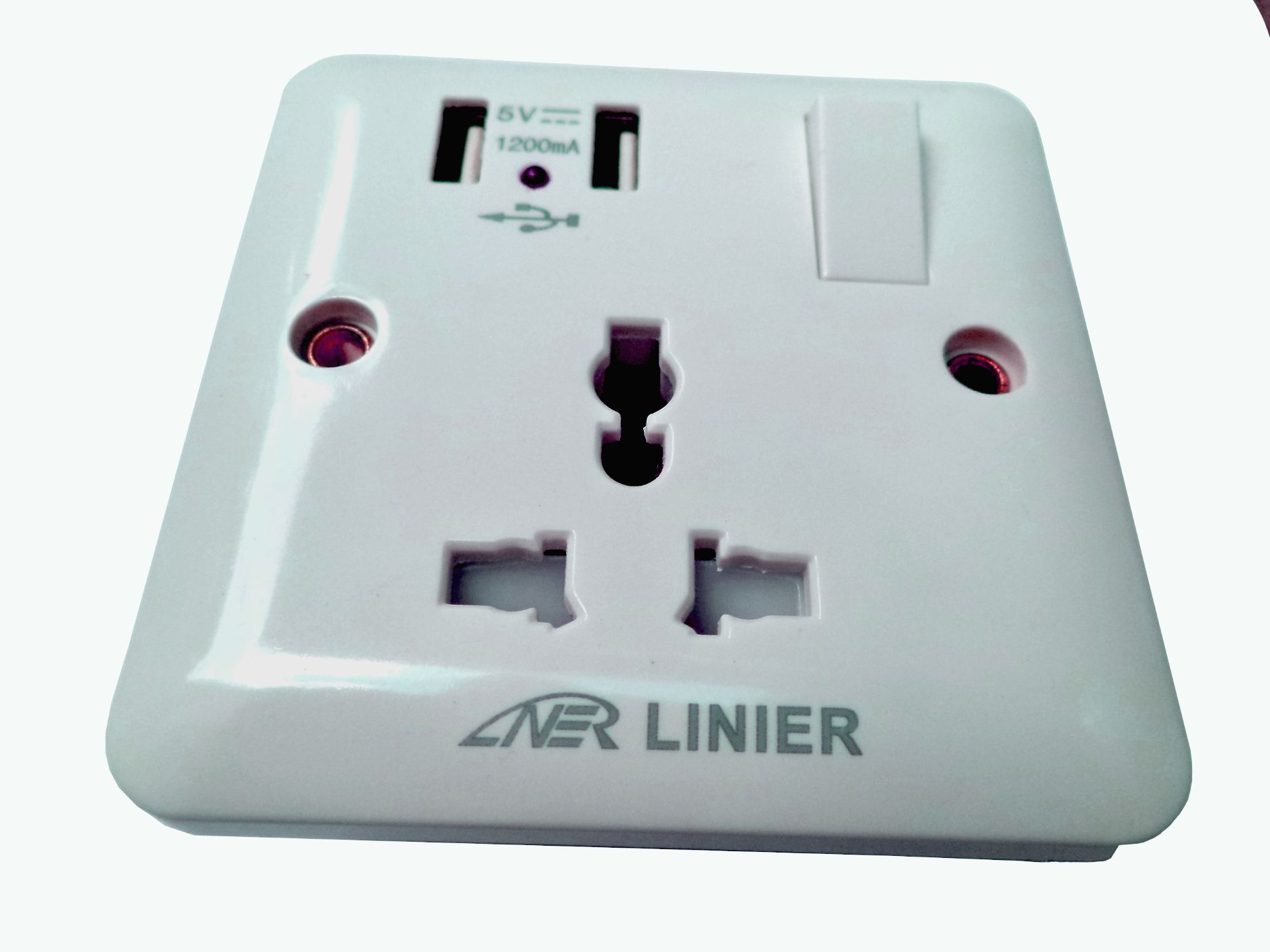 Linier Universal Electrical USB Socket with 2 USB Ports