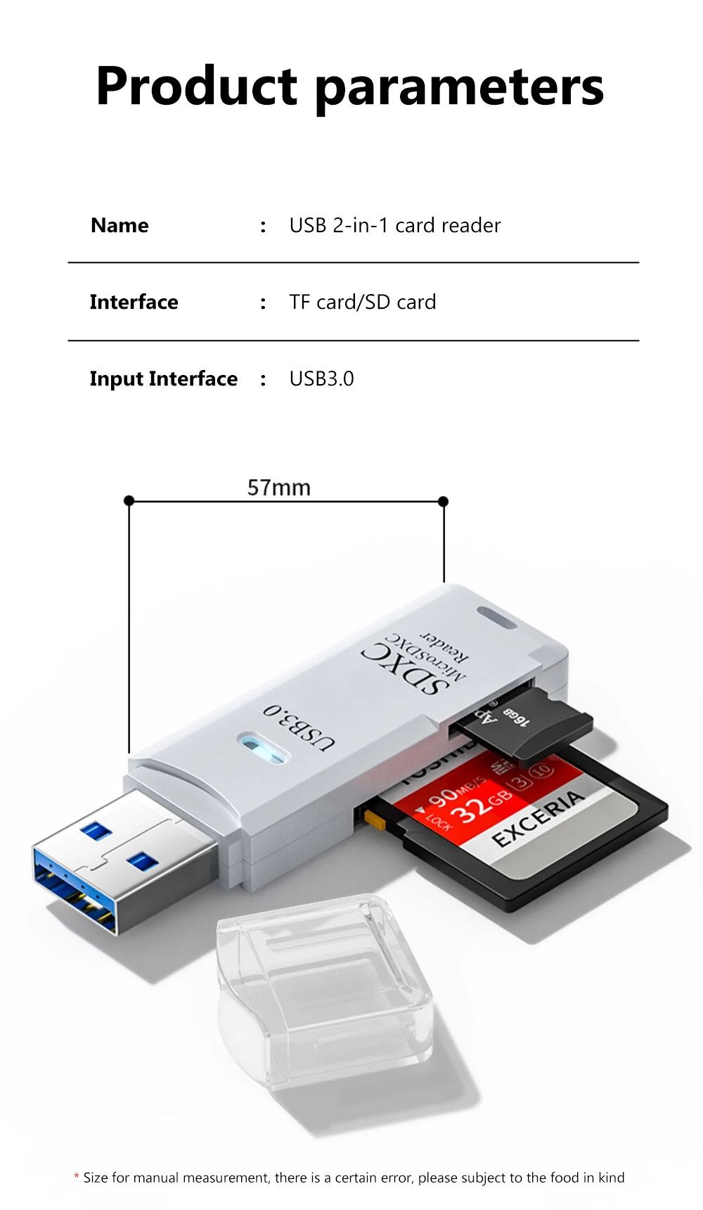 2 in 1 USB 2.0 Card Reader Micro TF SD Memory Card Reader USB Adapter High Speed Cardreader For PC Laptop