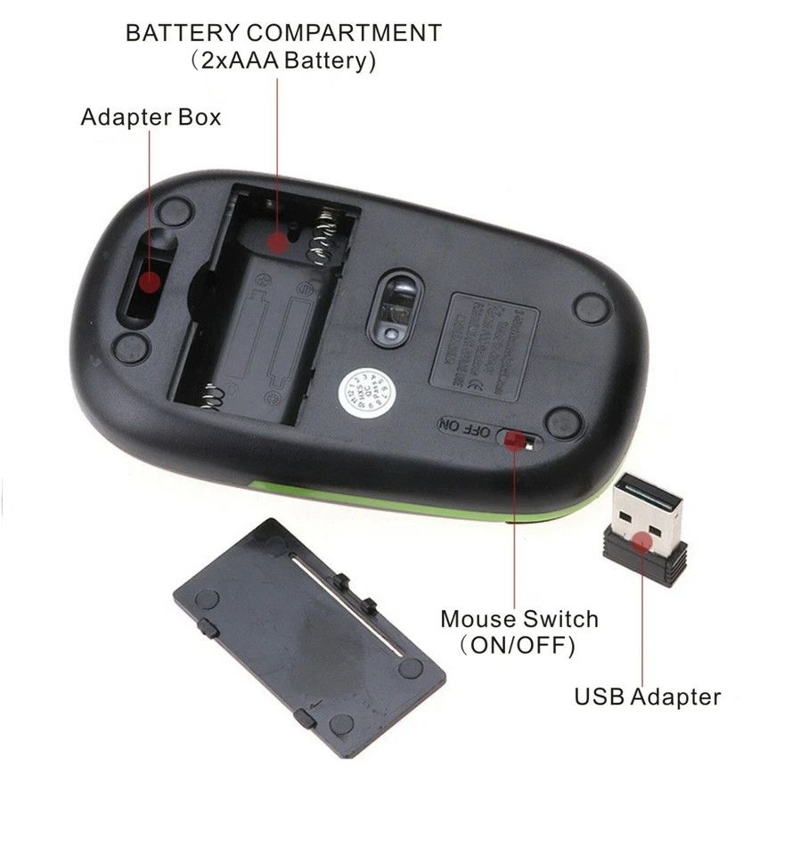 HP Wireless Bluetooth 2.4G Portable USB Optical Wireless Mouse with Nano Receiver