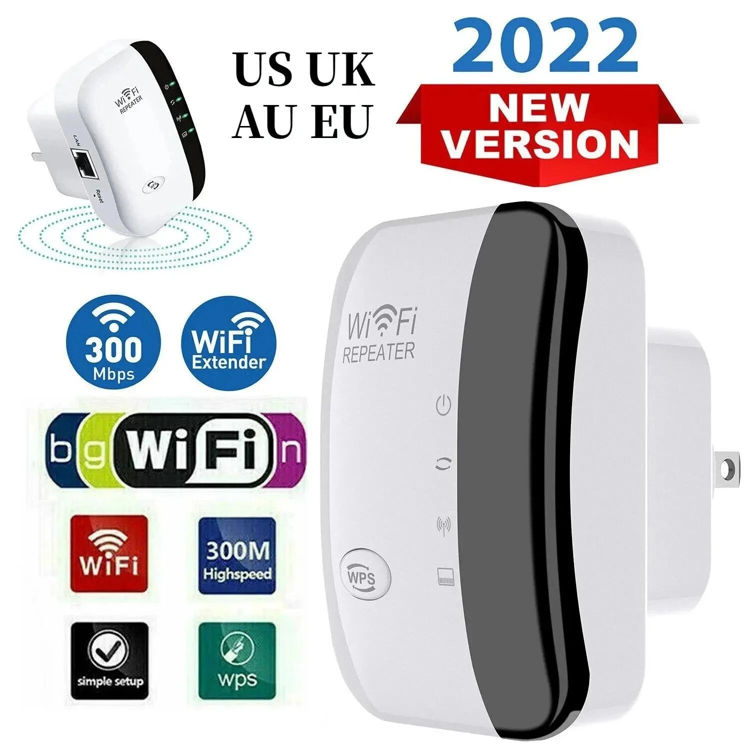 Wireless Signal Booster Wifi Extender Network Repeater AP Broadband Internet Router 300Mbps