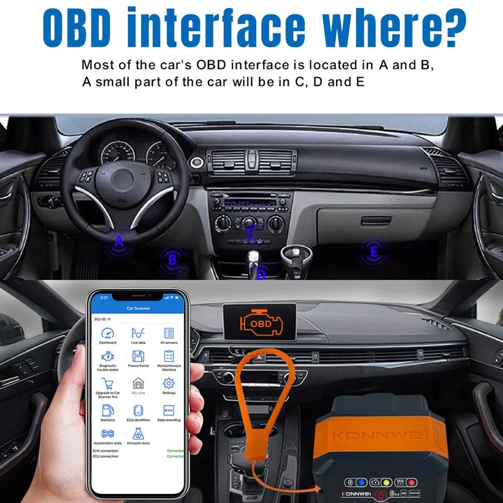 ELM327 V1.5 Bluetooth 5.0 OBD2 Scanner OBDII Auto Car Diagnostic Tools OBD 2 Code Reader