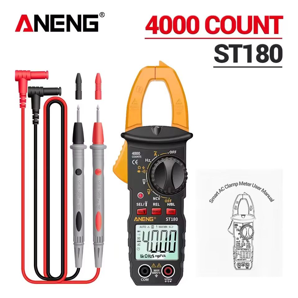 Aneng ST180 AC Current Clamp Meter Digital 4000 Counts Multimeter Ammeter Voltage Tester Car Amp Hz Capacitance NCV Ohm Tool