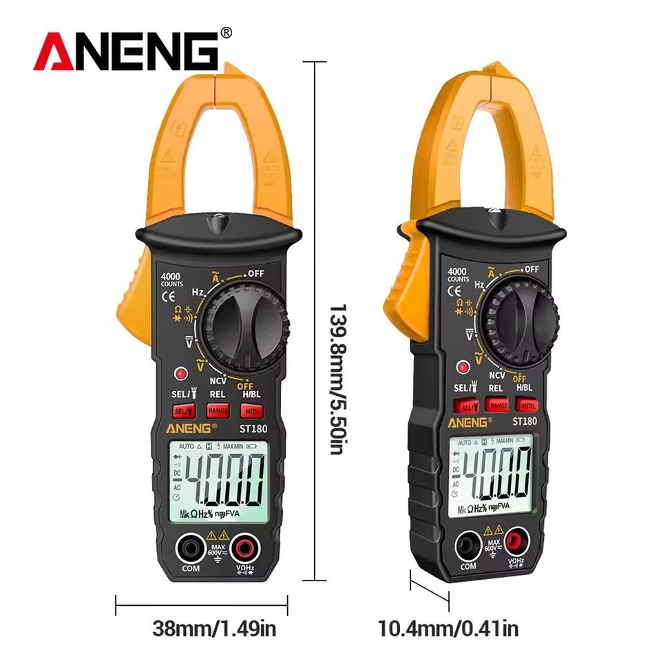 Aneng ST180 AC Current Clamp Meter Digital 4000 Counts Multimeter Ammeter Voltage Tester Car Amp Hz Capacitance NCV Ohm Tool
