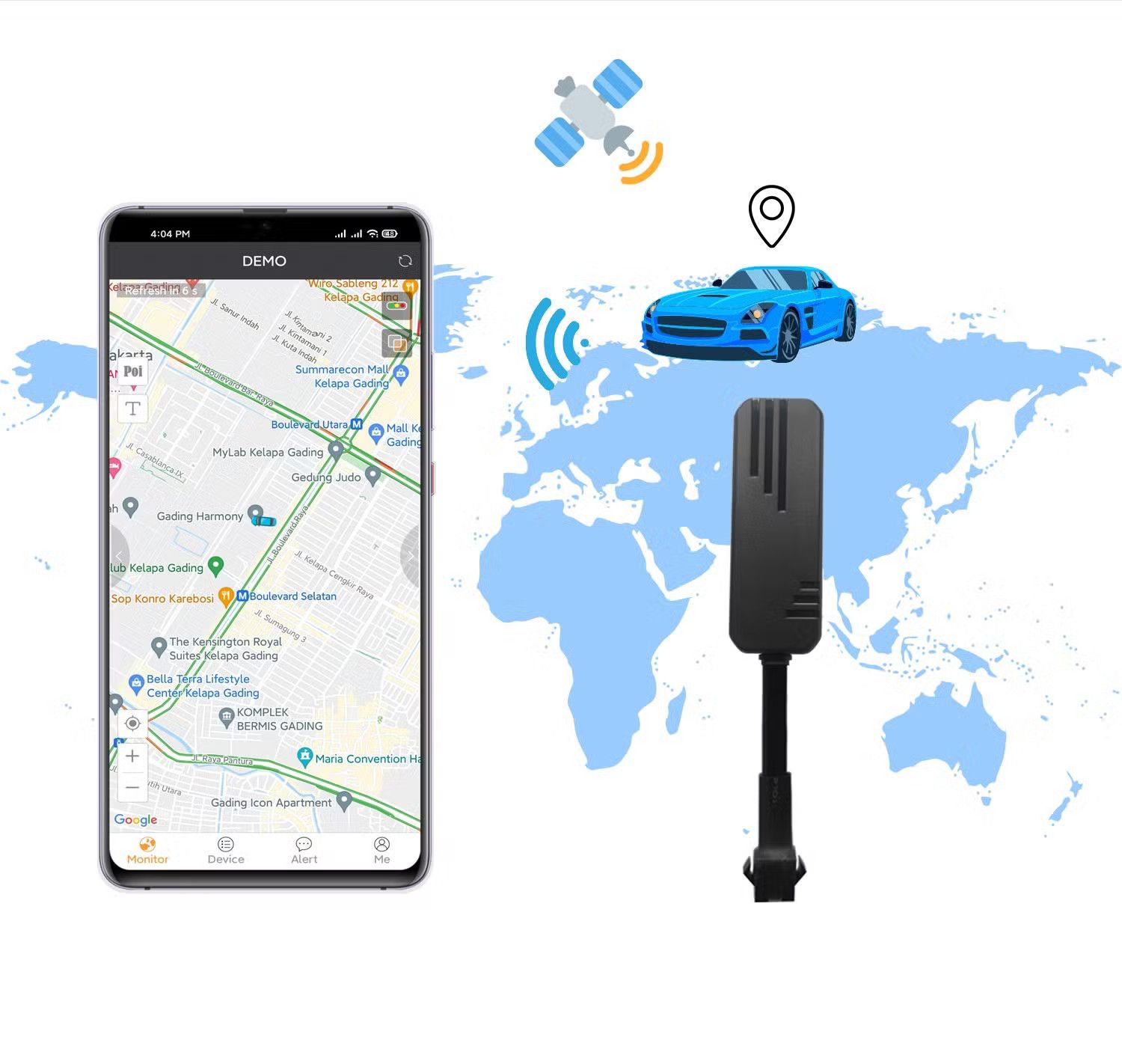 Trackerking J14 2G GPS Tracker for Cars Motor Bike Motorbikes Mini Tracker GT06 Protocol