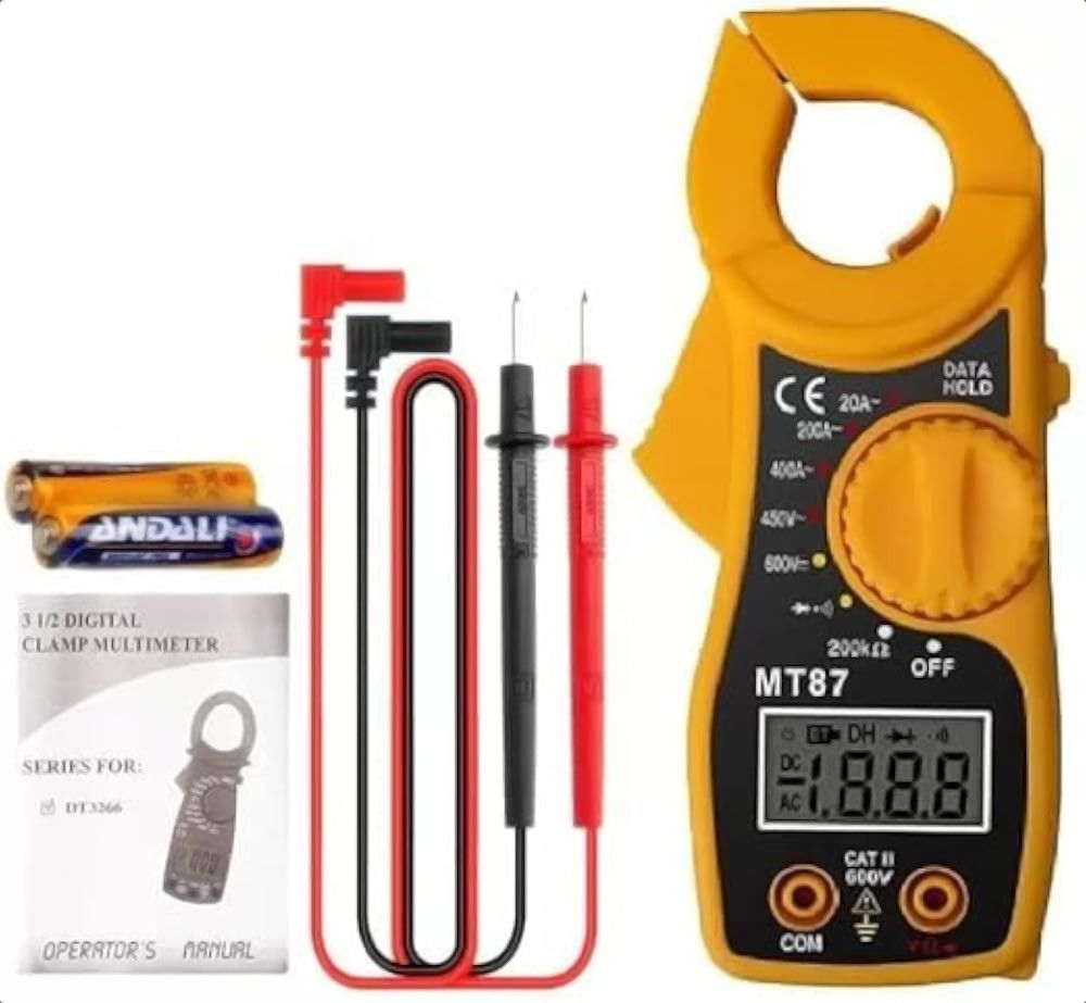 Mini Pocket-Sized Digital Clamp Meter MT-87 Portable LCD Clamp Digital Multimeter - AC/DC Voltage, Current & Ohm Tester