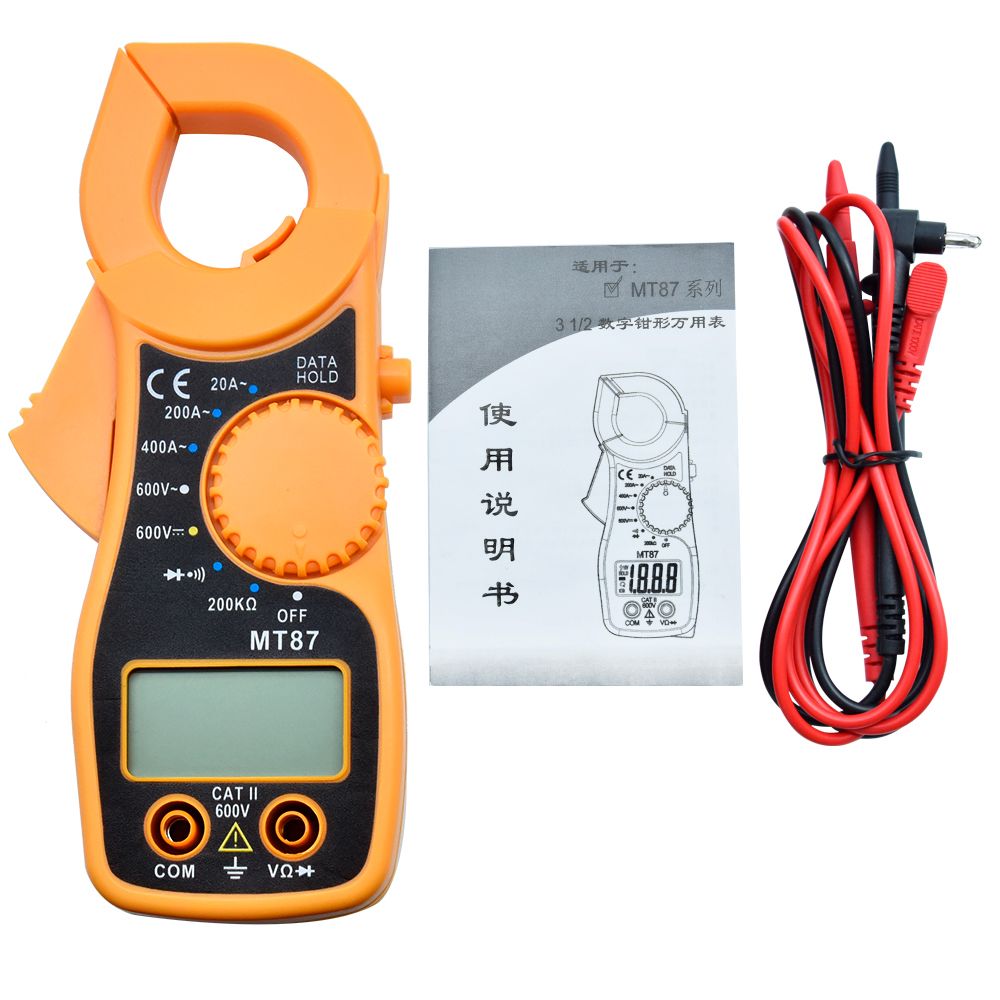 Mini Pocket-Sized Digital Clamp Meter MT-87 Portable LCD Clamp Digital Multimeter - AC/DC Voltage, Current & Ohm Tester