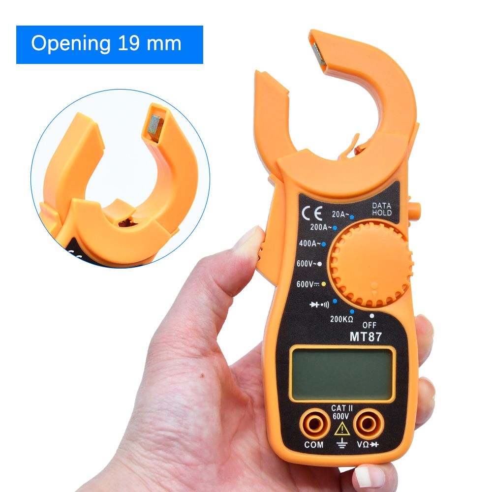 Mini Pocket-Sized Digital Clamp Meter MT-87 Portable LCD Clamp Digital Multimeter - AC/DC Voltage, Current & Ohm Tester