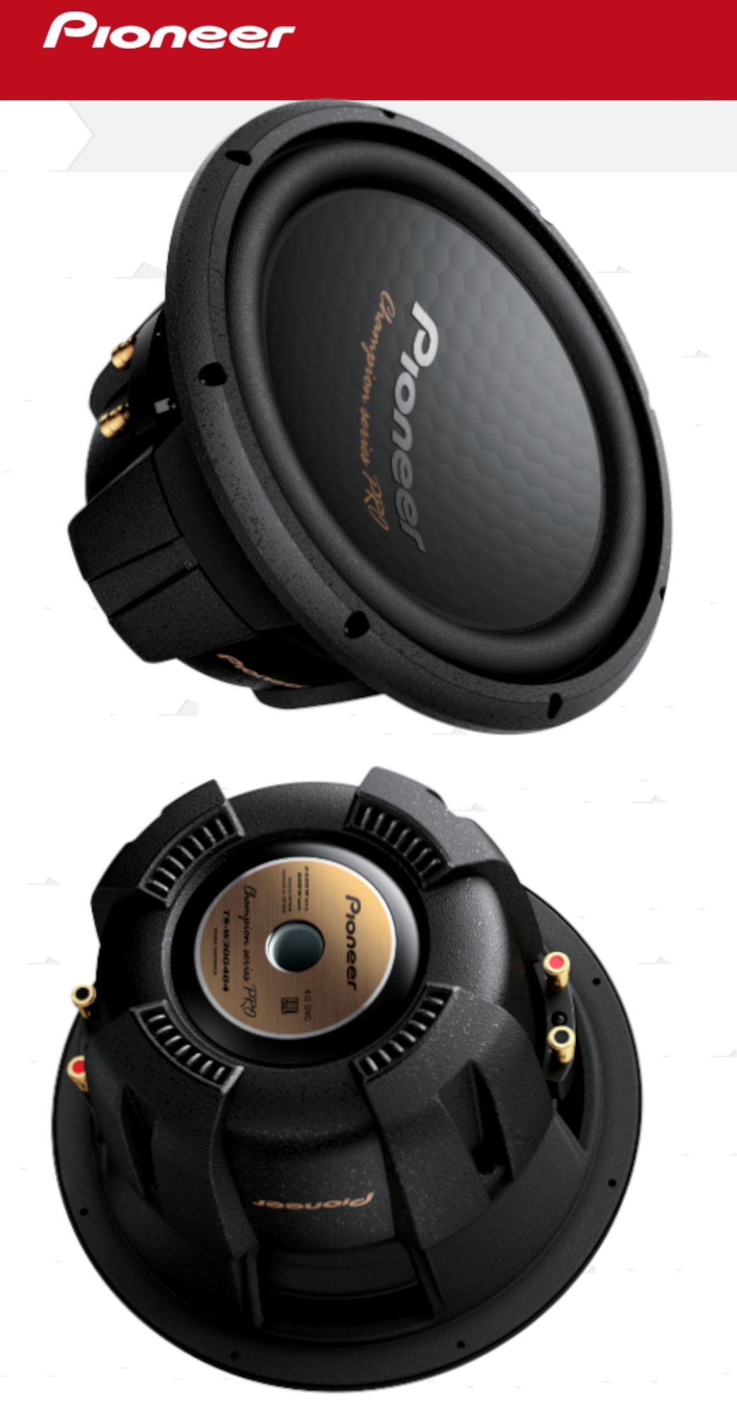 Pioneer TS-W3004D4 Champion Pro Series 12″ 2400W Subwoofer Double Coil Super Bass Speaker