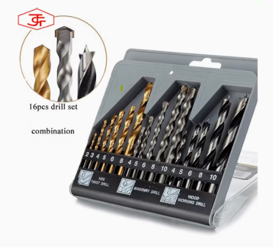 16-Piece Professional Drill Bit Set For Steel, Masonry & Wood