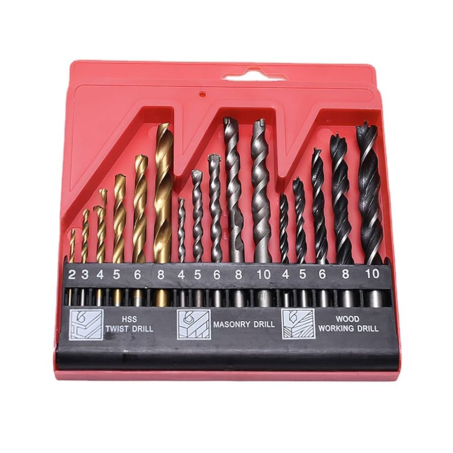 16-Piece Professional Drill Bit Set For Steel, Masonry & Wood