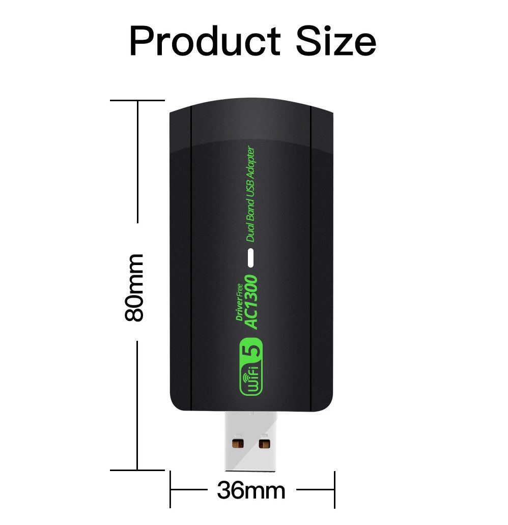 1300Mbps WiFi USB Adapter Dual Band 2.4G/5Ghz Wi-Fi Dongle 802.11AC Powerful Antenna Wireless Receiver For PC/Laptop Driver Free