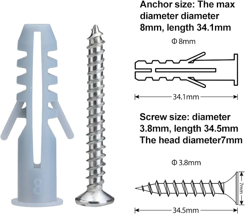 Expansion Wall Plugs 6mm with Self Tapping Screws 10PC 20PC Set