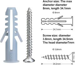 Expansion Wall Plugs 6mm with Self Tapping Screws 10PC 20PC Set
