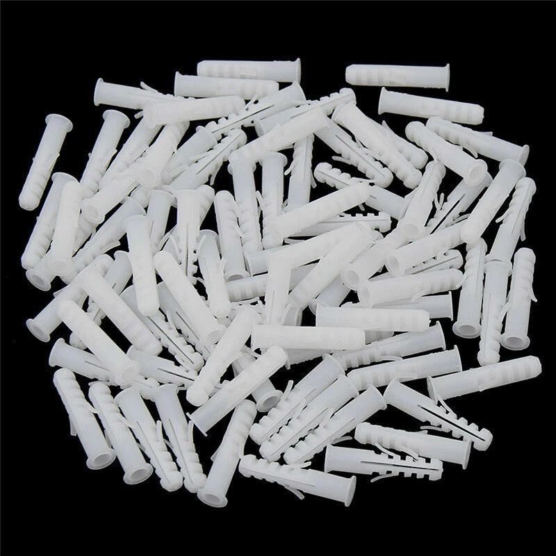 Heavy-Duty Plastic Wall Plugs Anchors 6mm 200 Pieces 8mm 100 Pieces Universal Plug for Solid Walls Brick Concrete