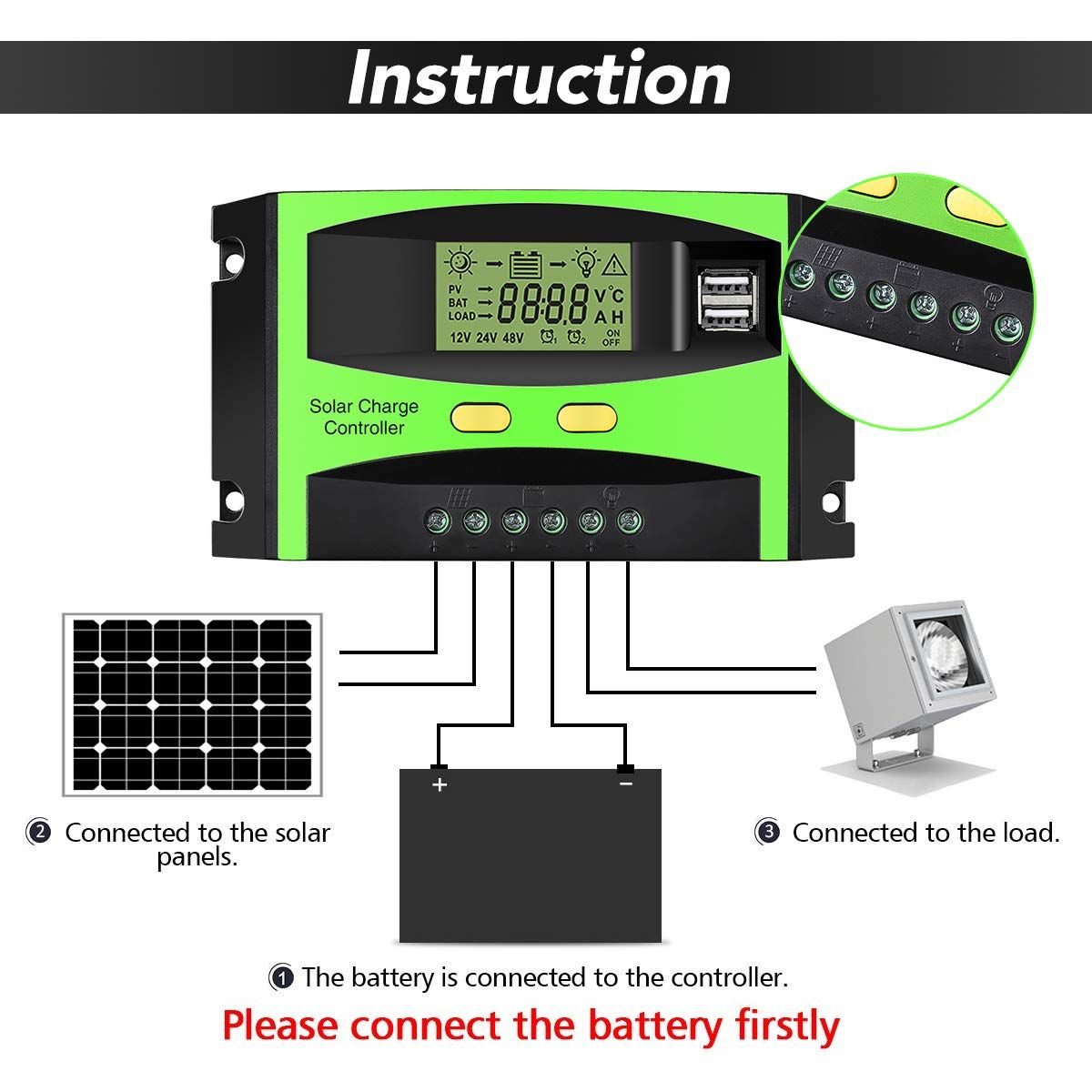 PWM Solar Charge Controller 10 Amps 12/24V
