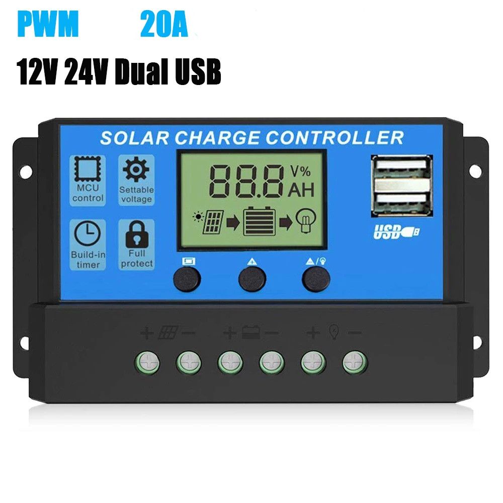 Solar Charge Controller Auto 12/24V 20Amps PWM.