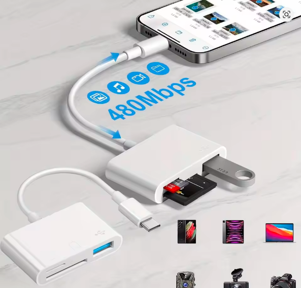 3-in-1 USB C To SD/TF Memory USB Card Reader Compatible With iPhone 15 Pro iPad Mac MacBook Laptop PC & Accessories
