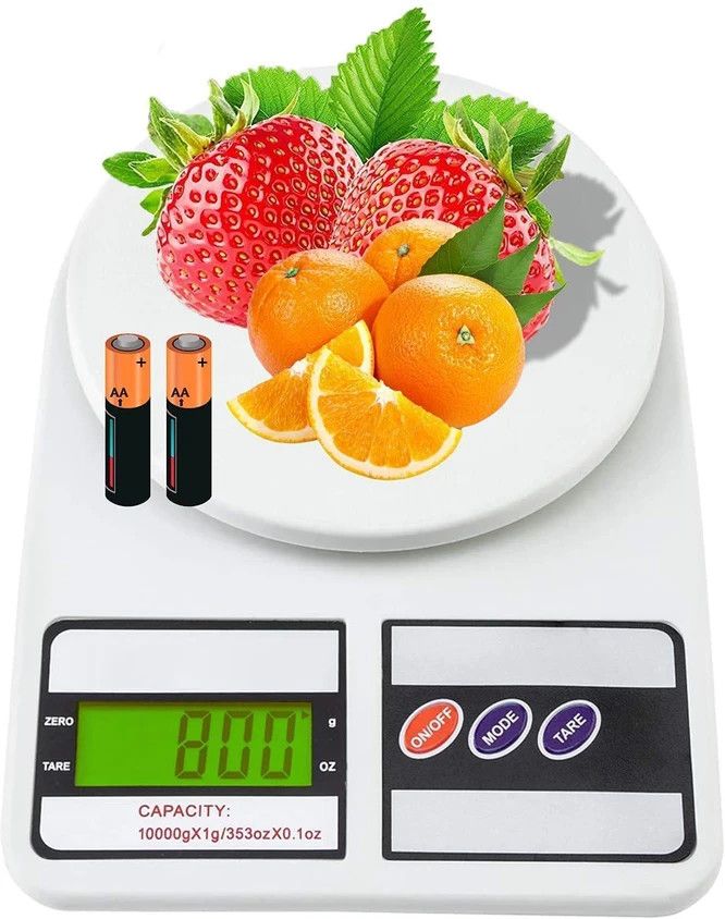 Kitchen Scale Multipurpose Portable Electronic Digital Weighing Scale Weight Machine With Back light LCD Display White 10 kg