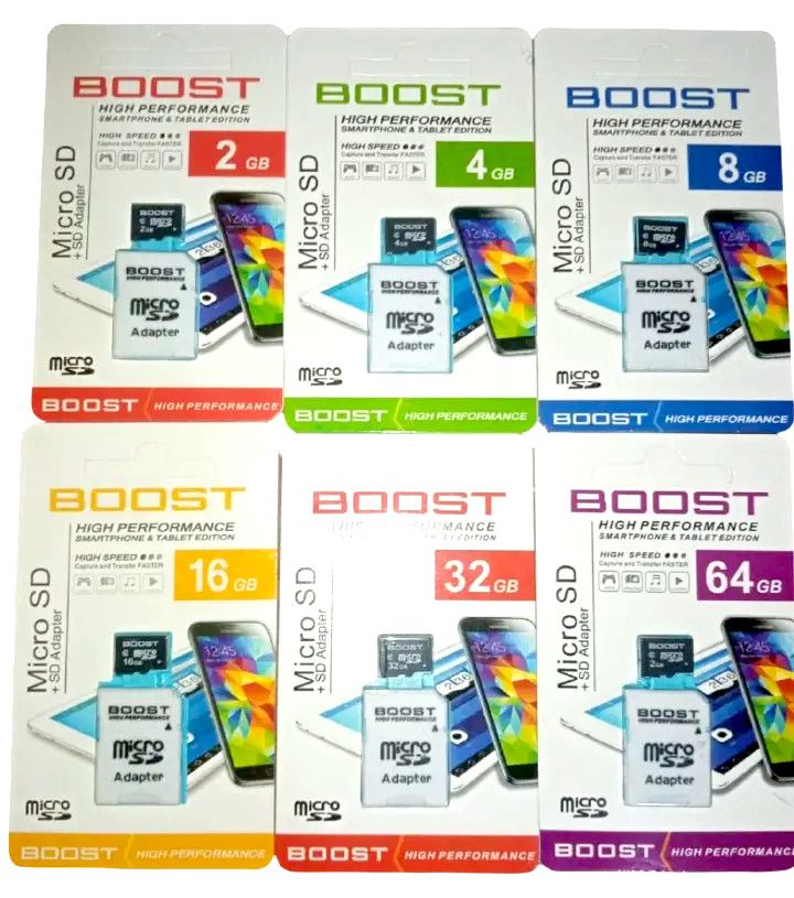 Boost High Performance Memory Card SD Card 8GB 16GB 32GB 64GB 128GB 256GB Options Micro SD Cards with an Adapter for Smartphones & Tablets and all types of gadgets