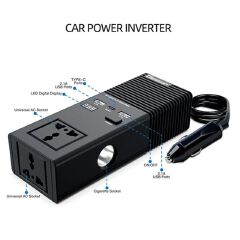 Olesson1665 Car Power Inverter 200W Power Socket Car Cigarette Lighter Charger 12V to 220V Car Inverter Dual USB with Type C Charging Ports