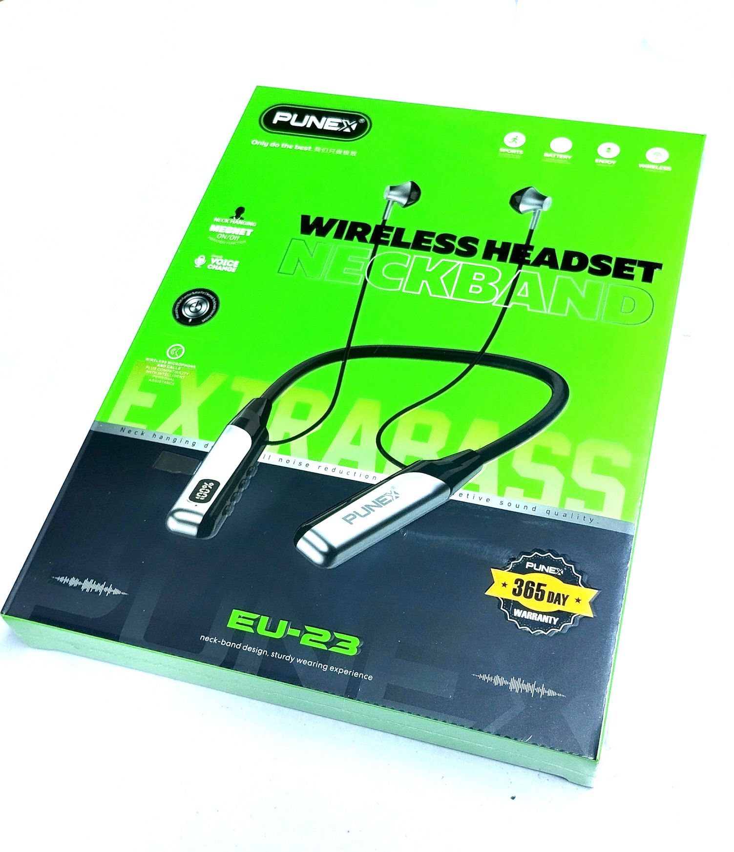 Punex EU-23 ExtraBass Bluetooth Wireless 5.4 Neckband Headset Earphones with HD Mic & TF Card Support and Voice Change Feature