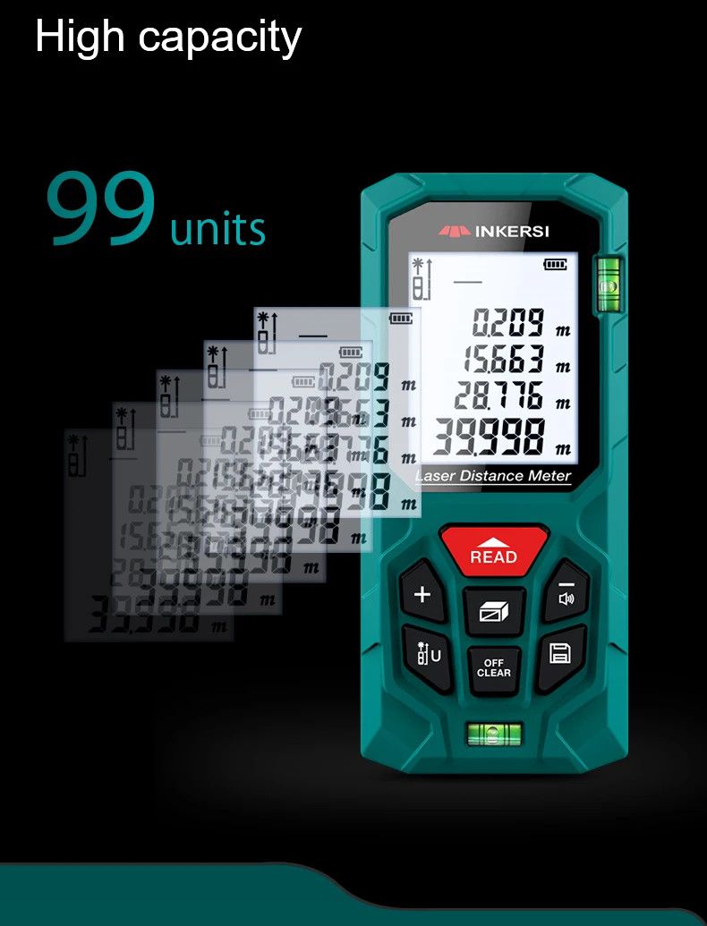 INKERSI Laser Rangefinder Digital Tape Measure 70M/120m High Precision Laser Distance Meter Digital Roulette Range Finder