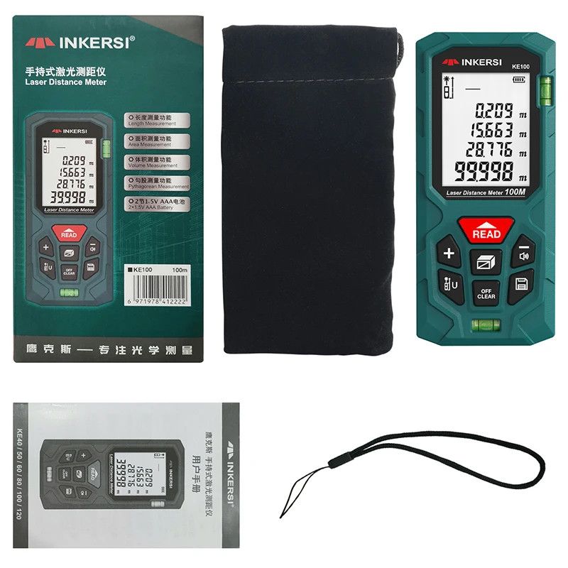 INKERSI Laser Rangefinder Digital Tape Measure 70M/120m High Precision Laser Distance Meter Digital Roulette Range Finder