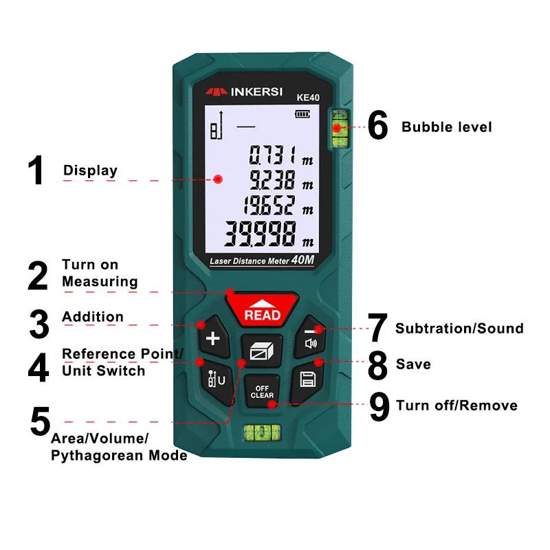INKERSI Laser Rangefinder Digital Tape Measure 70M/120m High Precision Laser Distance Meter Digital Roulette Range Finder