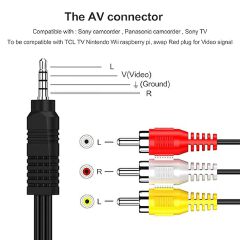 3.5mm to RCA AV Stereo Audio Video Output Cable 1.2M