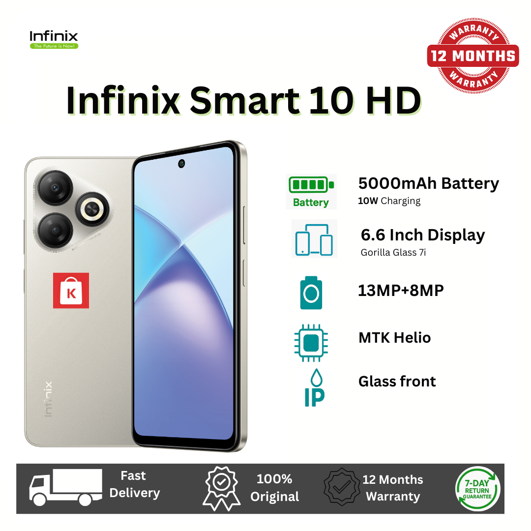 [New Arrival] Infinix Smart 10HD 64GB+4(2+2)GB 6.6" 90Hz IPS LCD Display 13MP Rear+8MP Front Camera 5000mAh Battery Dual SIM 10W Fast Charging Fingerprint Unlock Android Smart 10 HD Smartphone