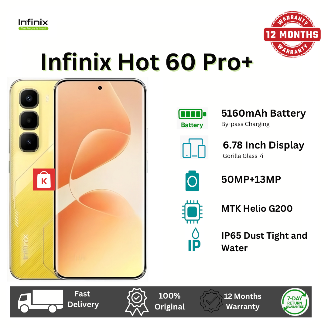 [New Arrival] Infinix Hot 60 Pro Plus 256GB+16(8+8)GB 6.78" 144Hz Curved AMOLED Display 50+13MP Camera 5160mAh Battery 45W Fast Charging Corning Gorilla Glass 7i IP65 Infinix Hot 60 Pro+ AI Smartphone